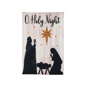 Evergreen Nativity Silhouette Garden Linen Flag - 1 of 4