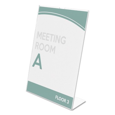 Clear Polystyrene Plastic Slanted Desk Sign Holder 5" x 7"