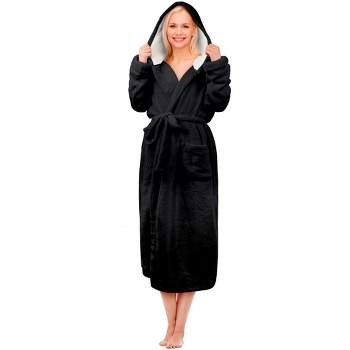 Tirrinia Bathrobe for Women with Hood Fleece Lined, Hooded Fleece Robe Long Plush Fuzzy Bathrobe, Gifts