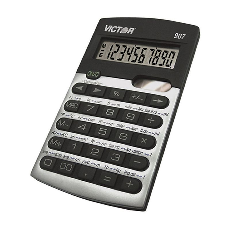Victor Technology Metric Conversion 10-Digit Battery/Solar Powered Basic Calculator Multicolored, 2 of 3