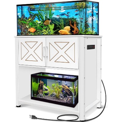 MaseiKar 40 Gallon Tank Holder with Cabinets and Power Outlet, Heavy Duty Metal Aquarium Bracket for 40-50 Gallon Vivarium, Double Terrarium Holder