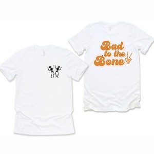 Simply Sage Market Women's Bad To The Bone / Two Dancing Skeletons Front and Back Short Sleeve Graphic Tee - 1 of 4