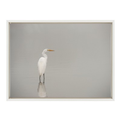 18" x 24" White Egret Print on Canvas with Polystyrene Frame