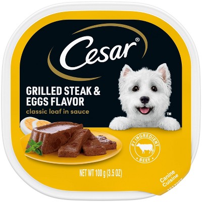 Cesar Classic Loaf in Sauce Grilled Steak, Beef, Gravy and Eggs Flavor Small Breed Wet Dog Food - 3.5oz