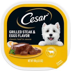 Cesar Classic Loaf in Sauce Grilled Steak, Beef, Gravy and Eggs Flavor Small Breed Wet Dog Food - 3.5oz - 1 of 4