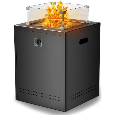 ZAFRO 20 Inch Fire Pit Square Gas Fire Table with Lava Rocks & Protective Cover for Parties/Backyard/Garden