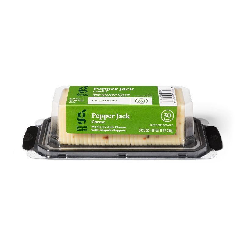 Pepper Jack Cracker Cut Cheese - 10oz/30 slices - Good &#38; Gather&#8482;, 1 of 4