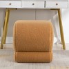 FURNIinspire Ottomans And Benches S Shape Teddy Fabric Ottoman Makeup Stool Footstool, Small Ottoman for Living Room, Brown, 19.3"*18.1"*18.1" - 2 of 4