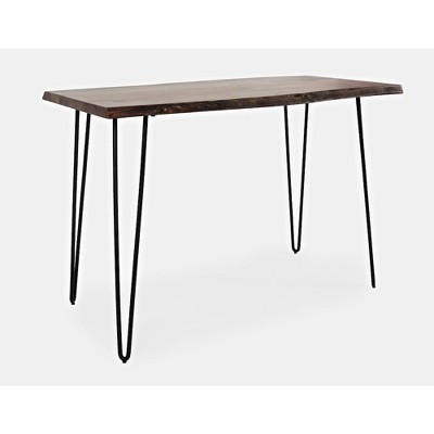 Chestnut Live Edge Wood Counter Height Dining Table with Hairpin Legs