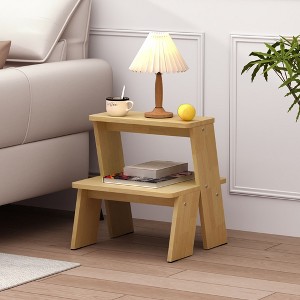 Sapphtopaz Modern End Table Set of 2 with Storage Square Minimalist Nightstand with Abstract Design Side Table for Living Room, Bedroom - 1 of 4