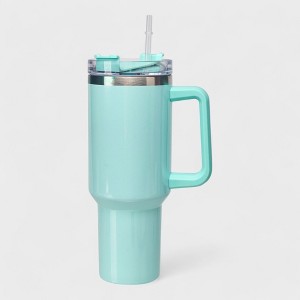 40oz Stainless Steel Insulated Tumbler with Handle and Straw Lid - 1 of 4