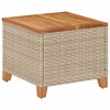 vidaXL Patio Table Beige 17.7 In.x17.7 In.x14.6 In. Poly Rattan Acacia Wood - 2 of 4
