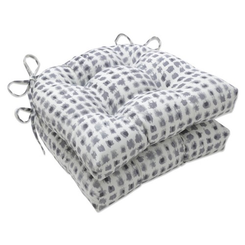 2pk Outdoor/Indoor Reversible Chair Pad Set Alauda Frost Gray - Pillow Perfect