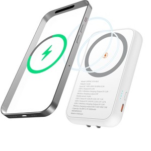 GRIFFIN 5,000mAh Wireless Power Bank with Wall Plug, 5W Wireless Output, 2A USB-C Output & Foldable Plug - 1 of 3