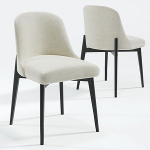 PexFix 2Pcs Dining Chairs Modern Fabric Upholstered Kitchen Side Chairs with Wood Legs Comfy Armless Side Chair for Living Room Restaurant - 1 of 4