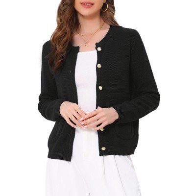 INSPIRE CHIC Women's Open Front Collarless Button Down Business Casual Chunky Knit Cardigans