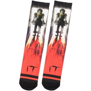 Stephen King IT Pennywise The Clown Blood Spatter Sublimated Crew Socks - 1 of 3