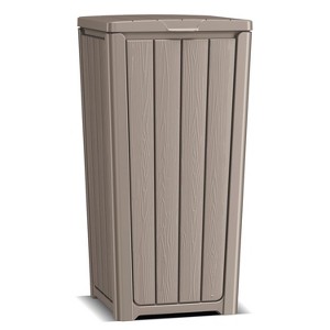 32 Gallon Outdoor Trash Can with Lid, Weather-Resistant & Lightweight Resin Garbage Bin, Easy to Assemble and Move for Patio and Garden - Grey - 1 of 4