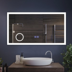 Dovelina Rectangular Frameless Bathroom Vanity Mirror With LED Lights ,Magnifying Function and Anti-Fog Large Wall Mirror - 47"x26" - 1 of 4