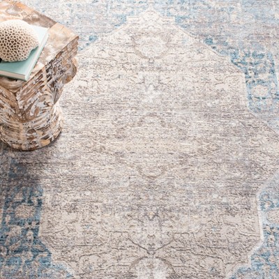 Gray and Aqua Hand-Knotted Wool Area Rug