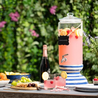 2 Gallon Clear Glass Beverage Dispenser with Stainless Steel Spigot