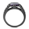Slickblue Stainless Steel Women's Ring IP Gun Black with Synthetic Amethyst Crystal Stone Size 5-10 - 3 of 4