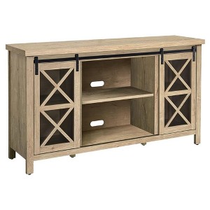 58" Modern Farmhouse TV Stand in White Oak Wood - Henn&Hart - 1 of 4