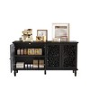 Bella Depot 60" Antique Buffet Cabinet with Floral Carvings Doors and Adjustable Shelves - 4 of 4
