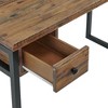 Alaterre Furniture Claremont Rustic Wood and Metal Office Desk, Natural Wood Grain Finish with Two Side Drawers, Ideal for Home Office and Study Room - 3 of 4