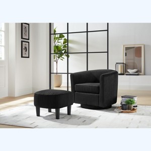 PAGED Swivel Accent Chair 360°Comfy Recliner Corduroy Arm Chair Single Sofa Chair with Ottoman for Living Room - 1 of 4