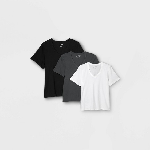 Women's Short Sleeve V-Neck 3pk Bundle T-Shirt - Universal Thread™ Dark Gray/Dark Gray/White - image 1 of 3