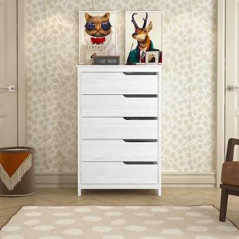 Cabbie 5 Drawers Pearl White 31.5 in. Wide Teen Chest of Drawer