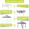 12x12 FT Pop Up Gazebo with Automatic Eaves & Central Lock - Heavy Duty Water-Resistant Oxford Canopy, Easy Fold Portable Shelter for Patio - 2 of 4