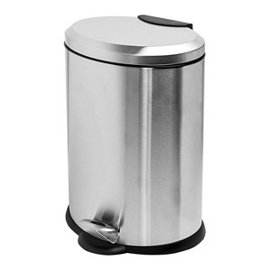 Honey-Can-Do 12L Oval Stainless Steel Step Can: Pedal-Operated Kitchen Trash Can with Lid, Silver, Indoor Use - 1 of 4