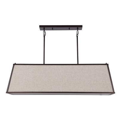 42" 4-Light Crosby Minimalist Industrial Trapezoidal Linen Iron Linear LED Pendant Bronze/Beige - JONATHAN Y