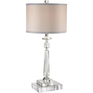 Vienna Full Spectrum Aline Traditional Table Lamp with Square Riser 28" High Crystal Gray Shade for Bedroom Living Room Bedside Nightstand Office Kids - 1 of 4