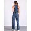 Allegra K Women's Outfits Denim Set Sleeveless Button V Neck Vest Waistcoat and Wide Leg Jeans 2 Pcs - 3 of 4
