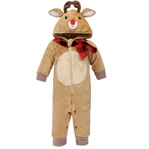 Hudson Baby Unisex Baby Plush Jumpsuits, Rudolph - 1 of 2