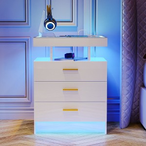 Fredees Nightstand with Wireless Charging Station, Modern Bedside Table with Drawer Storage, Suitable for Bedroom - 1 of 4