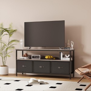 TV Stand Dresser with Storage, TV Console for Living Room, 3-Drawer Entertainment Center with Open Shelf, Fabric Drawer TV Cabinet - 1 of 4