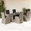 vidaXL 7 Piece Patio Dining Set with Cushions Gray Poly Rattan - 2 of 4
