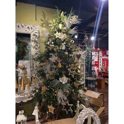 YOOCOZZ  Christmas Decoration  Accessories 12 Set  -  3.5x3.5" Gold Iron Snowflake Hanging Ornament, Hanging Home Decor Accents for Christmas Tree