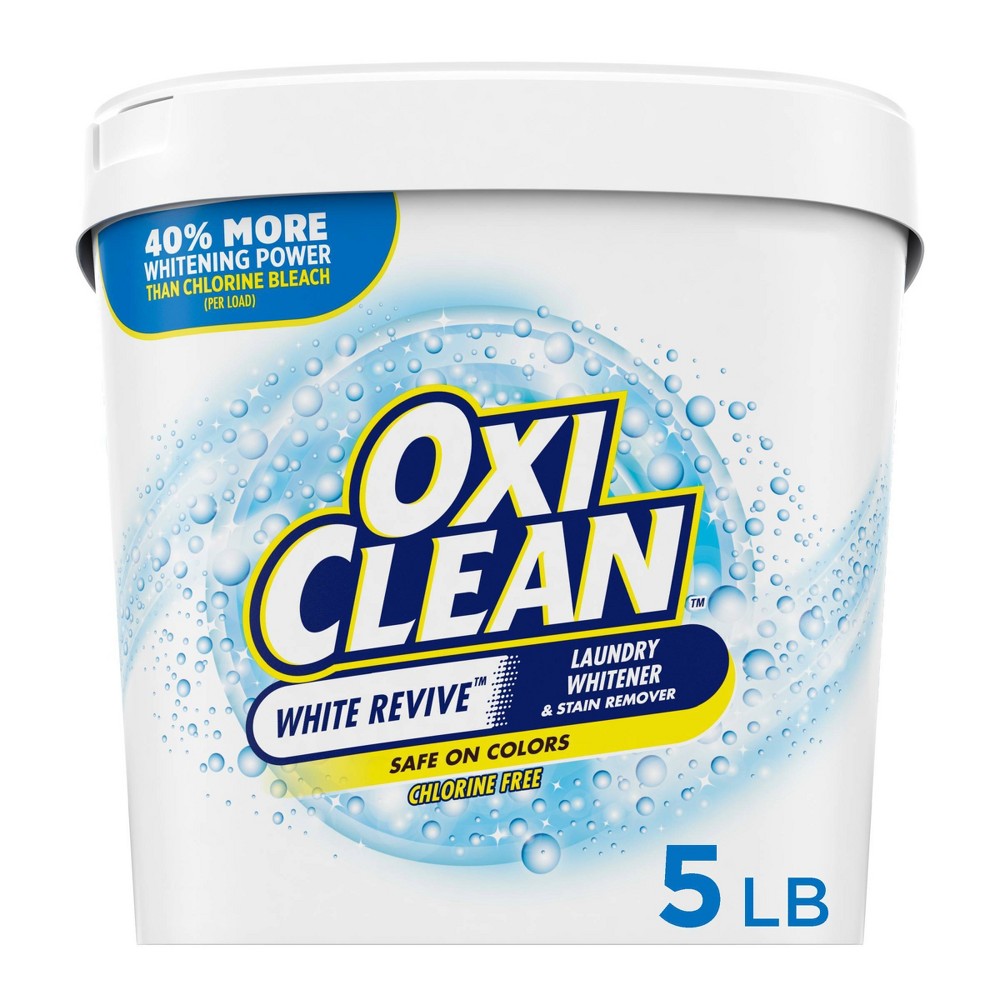 OxiClean White Revive Laundry Whitener and Stain Remover Powder - 5lbs: Bleach-Free, Phosphate-Free