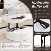 29'' Round MDF Wood Lift Top Coffee Table with Storage and Drawer for Small Spaces, Marble Pattern Coffee Table for Living Room-Coolbibila - 3 of 4
