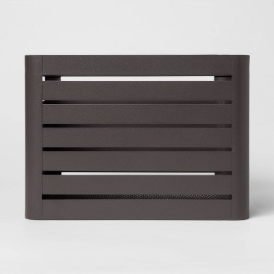 Small Slatted Metal Bin with Mesh Bottom Charcoal 8"x10" - Project 62™