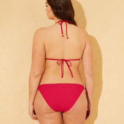 Shade & Shore Women's Pucker Side-Tie Low-Rise High Leg Cheeky Coverage Bikini Bottom - Shade & Shore™ Red M — фото 5