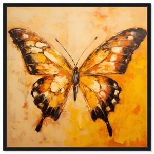 Art Remedy Golden Ochre Butterfly Elegant Butterfly Wall Art Framed - 1 of 4