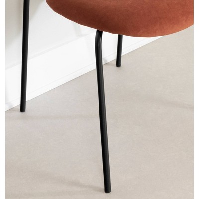 Burnt Orange and Brown Velvet Upholstered Side Chair with Metal Legs