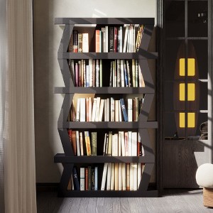 FUFU&GAGA Creative Geometric Bookshelf Unique Styling Multifunctional Storage Home Decor Black - 1 of 4