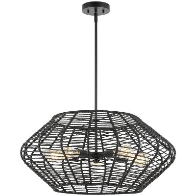 Briza Black Woven Paper and Iron 5-Light Pendant